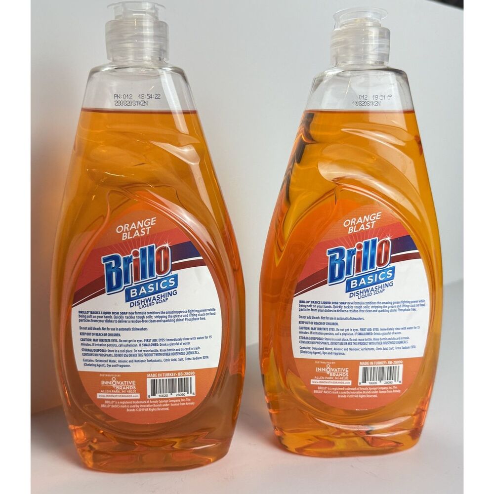 Lot of 2 Brillo Basics Orange Blast Dishwashing Liquid Soap 24 oz New Sealed